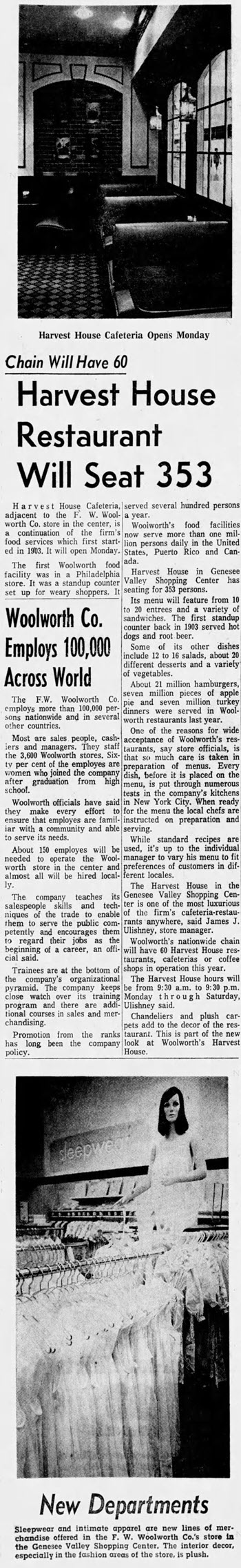 Harvest House Cafeteria - Aug 11 1970 Article